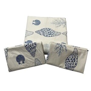 Luludk Matouk King Duvet Set With Sea Shells Coral Coastal Beachside Home 500 TC